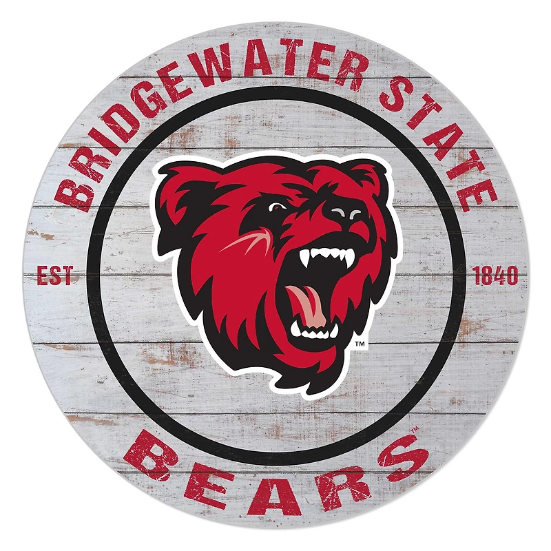 Bridgewater State Bears 20" Indoor/Outdoor Weathered Circle Sign