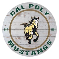 Cal Poly Mustangs 20" Indoor/Outdoor Weathered Circle Sign