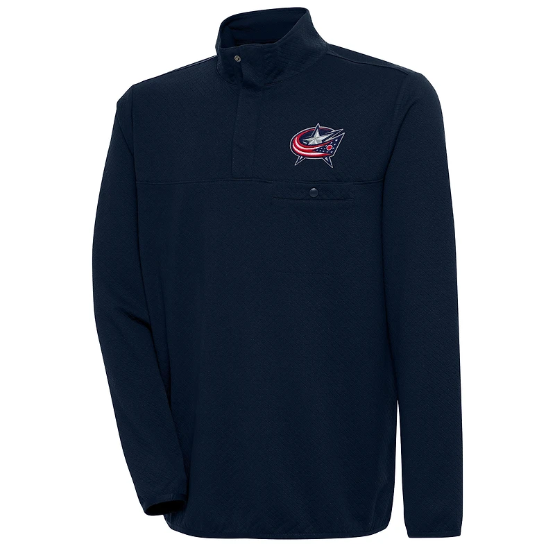 Men's Antigua  Navy Columbus Blue Jackets Streamer Quarter-Snap Pullover Jacket