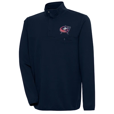 Men's Antigua  Navy Columbus Blue Jackets Streamer Quarter-Snap Pullover Jacket