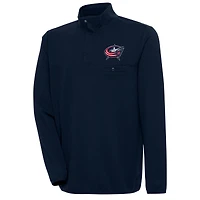 Men's Antigua  Navy Columbus Blue Jackets Streamer Quarter-Snap Pullover Jacket