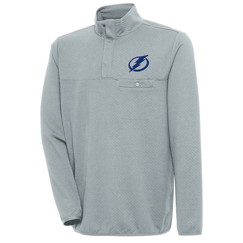 Men's Antigua  Gray Tampa Bay Lightning Streamer Quarter-Snap Pullover Jacket