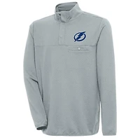 Men's Antigua  Gray Tampa Bay Lightning Streamer Quarter-Snap Pullover Jacket