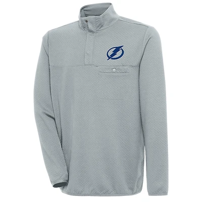 Men's Antigua  Gray Tampa Bay Lightning Streamer Quarter-Snap Pullover Jacket
