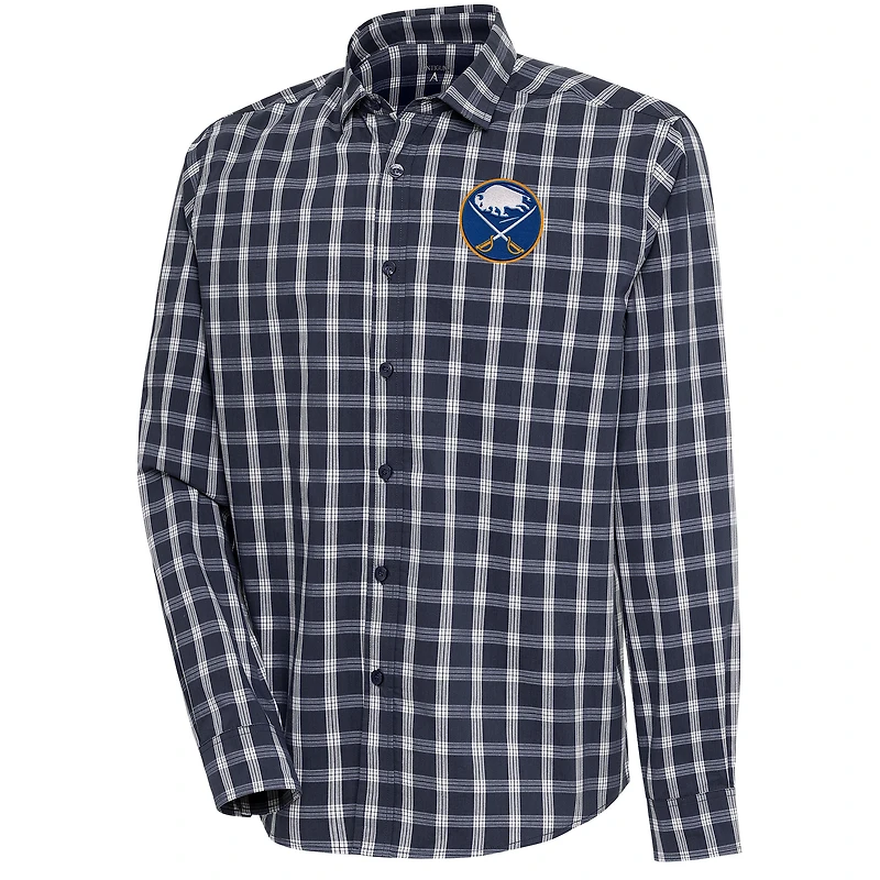 Men's Antigua  Navy Buffalo Sabres Carry Tri-Blend Button-Down Long Sleeve Shirt