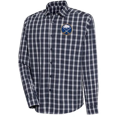 Men's Antigua  Navy Buffalo Sabres Carry Tri-Blend Button-Down Long Sleeve Shirt