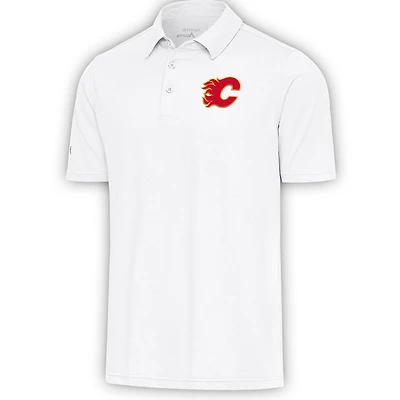 Men's Antigua  White Calgary Flames Par Polo