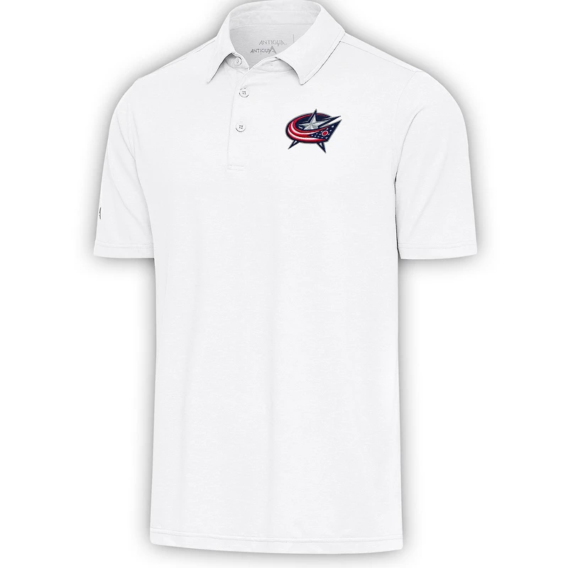 Men's Antigua  White Columbus Blue Jackets Par Polo