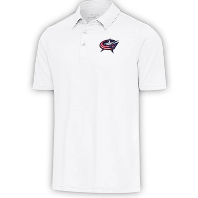 Men's Antigua  White Columbus Blue Jackets Par Polo