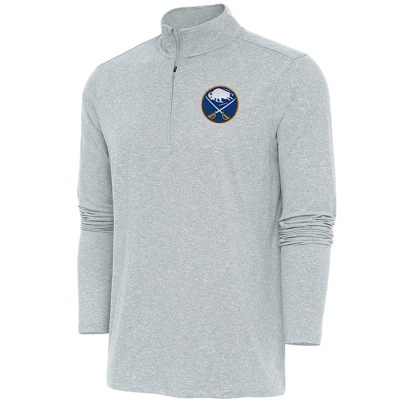 Men's Antigua Heather Gray Buffalo Sabres Hunk Quarter-Zip Pullover Top
