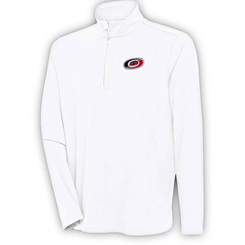 Men's Antigua White Carolina Hurricanes Hunk Quarter-Zip Pullover Top