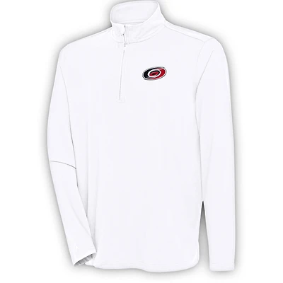 Men's Antigua White Carolina Hurricanes Hunk Quarter-Zip Pullover Top