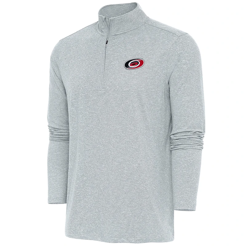 Men's Antigua  Heather Gray Carolina Hurricanes Hunk Quarter-Zip Pullover Top