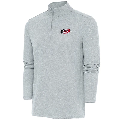 Men's Antigua  Heather Gray Carolina Hurricanes Hunk Quarter-Zip Pullover Top