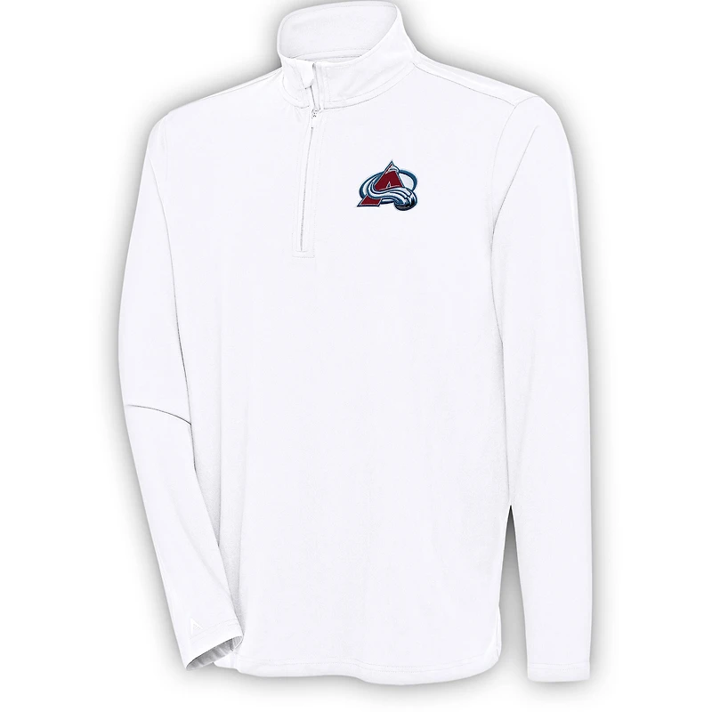 Men's Antigua White Colorado Avalanche Hunk Quarter-Zip Pullover Top