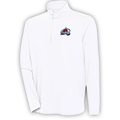 Men's Antigua  White Colorado Avalanche Hunk Quarter-Zip Pullover Top
