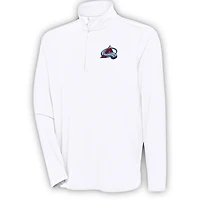 Men's Antigua  White Colorado Avalanche Hunk Quarter-Zip Pullover Top