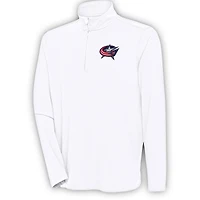 Men's Antigua  White Columbus Blue Jackets Hunk Quarter-Zip Pullover Top