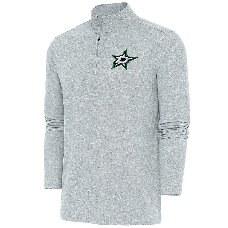 Men's Antigua Heather Gray Dallas Stars Hunk Quarter-Zip Pullover Top
