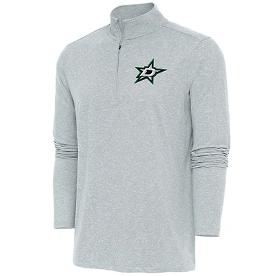 Men's Antigua  Heather Gray Dallas Stars Hunk Quarter-Zip Pullover Top