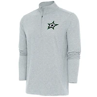 Men's Antigua  Heather Gray Dallas Stars Hunk Quarter-Zip Pullover Top