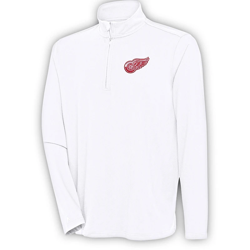 Men's Antigua White Detroit Red Wings Hunk Quarter-Zip Pullover Top