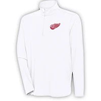 Men's Antigua  White Detroit Red Wings Hunk Quarter-Zip Pullover Top