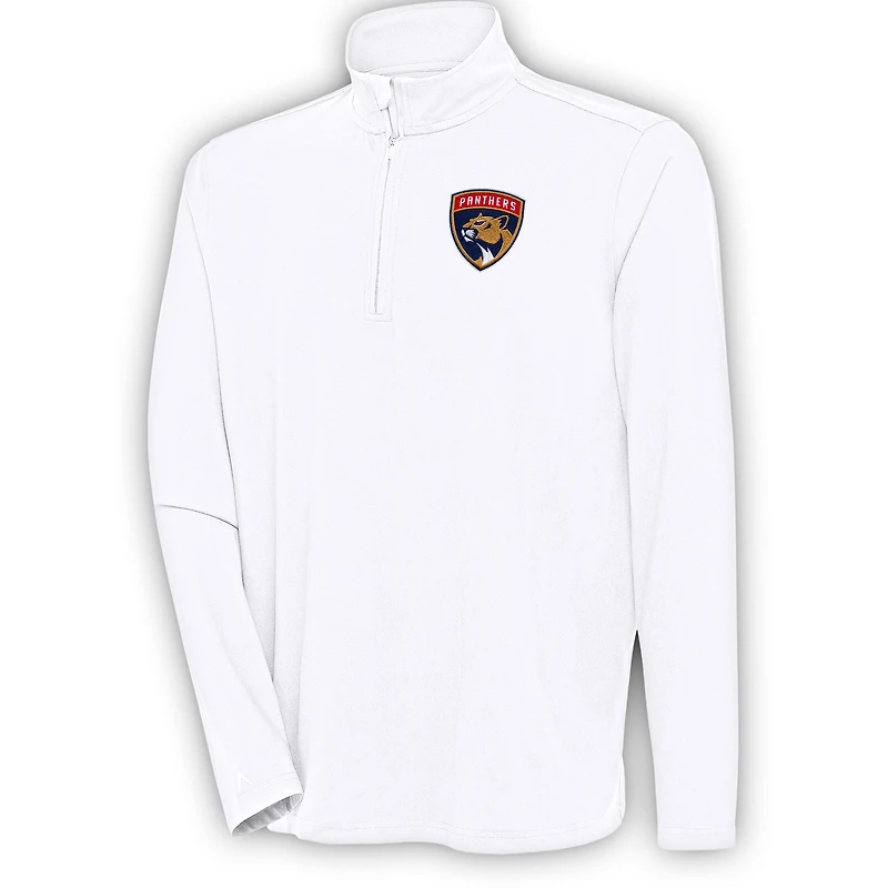 Men's Antigua White Florida Panthers Hunk Quarter-Zip Pullover Top