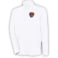 Men's Antigua  White Florida Panthers Hunk Quarter-Zip Pullover Top