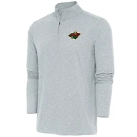 Men's Antigua  Heather Gray Minnesota Wild Hunk Quarter-Zip Pullover Top