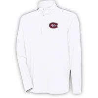 Men's Antigua  White Montreal Canadiens Hunk Quarter-Zip Pullover Top