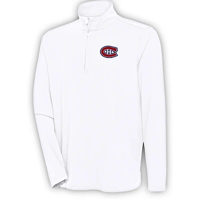 Men's Antigua White Montreal Canadiens Hunk Quarter-Zip Pullover Top