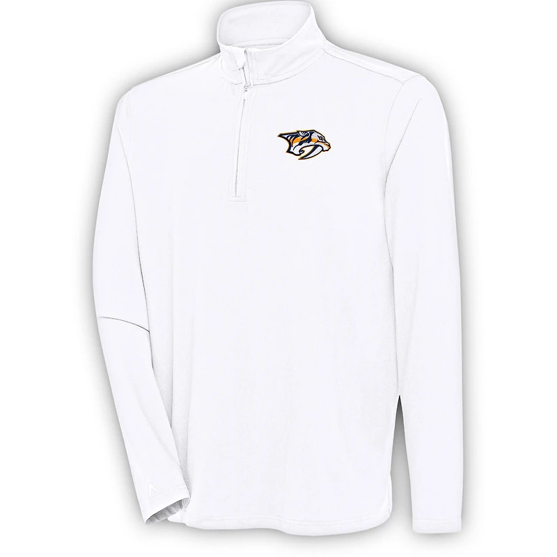 Men's Antigua White Nashville Predators Hunk Quarter-Zip Pullover Top