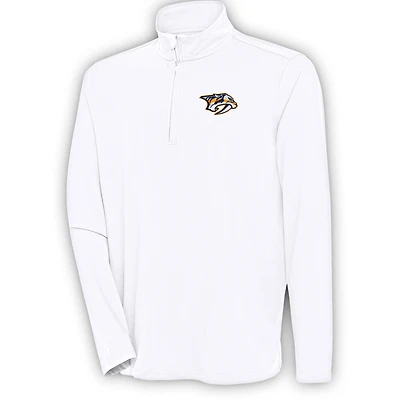 Men's Antigua White Nashville Predators Hunk Quarter-Zip Pullover Top