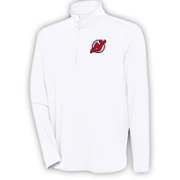 Men's Antigua  White New Jersey Devils Hunk Quarter-Zip Pullover Top