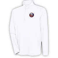 Men's Antigua  White New York Islanders Hunk Quarter-Zip Pullover Top