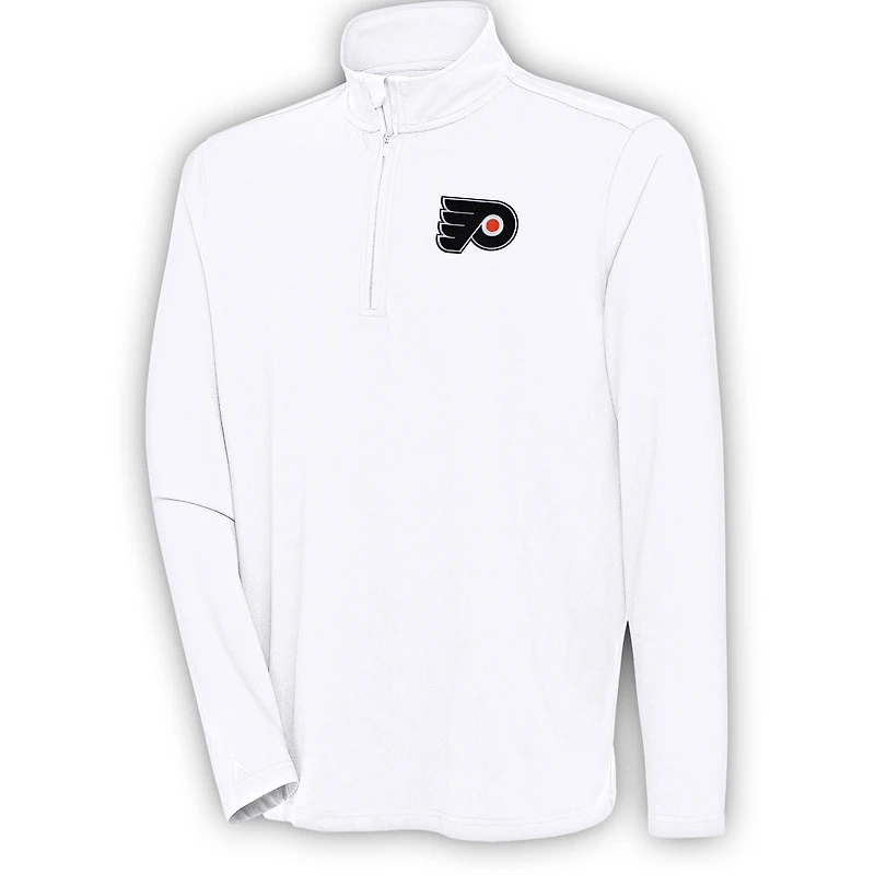 Men's Antigua White Philadelphia Flyers Hunk Quarter-Zip Pullover Top