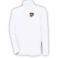 Men's Antigua  White Pittsburgh Penguins Hunk Quarter-Zip Pullover Top