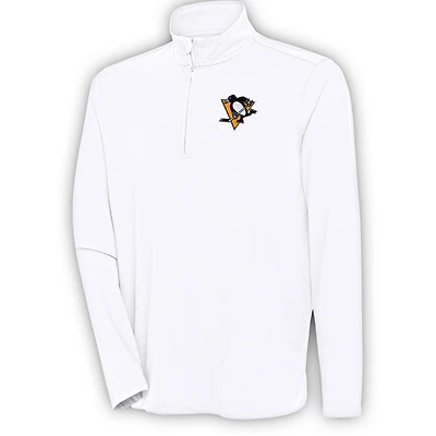 Men's Antigua White Pittsburgh Penguins Hunk Quarter-Zip Pullover Top