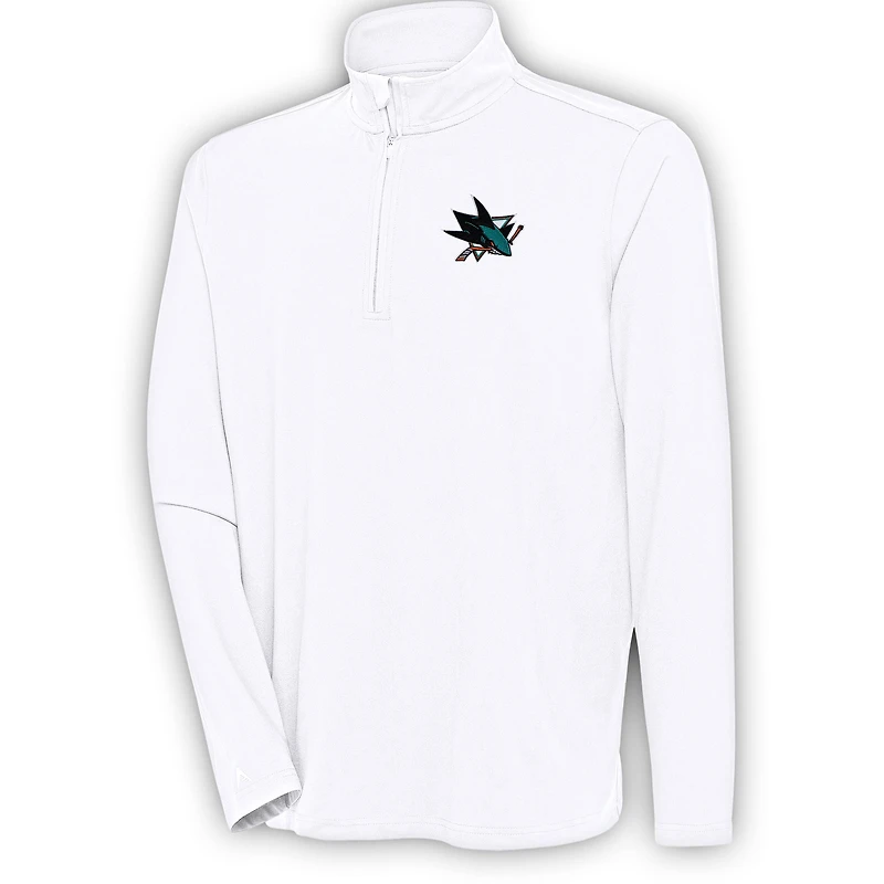 Men's Antigua  White San Jose Sharks Hunk Quarter-Zip Pullover Top