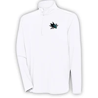 Men's Antigua  White San Jose Sharks Hunk Quarter-Zip Pullover Top