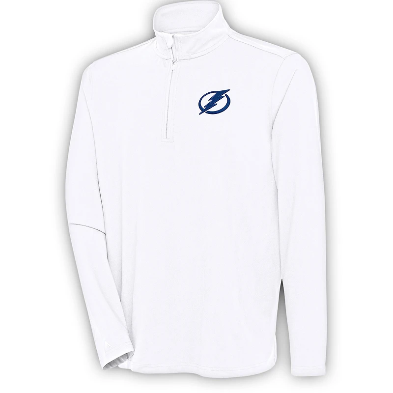Men's Antigua  White Tampa Bay Lightning Hunk Quarter-Zip Pullover Top