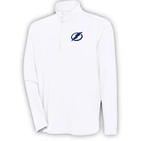Men's Antigua  White Tampa Bay Lightning Hunk Quarter-Zip Pullover Top