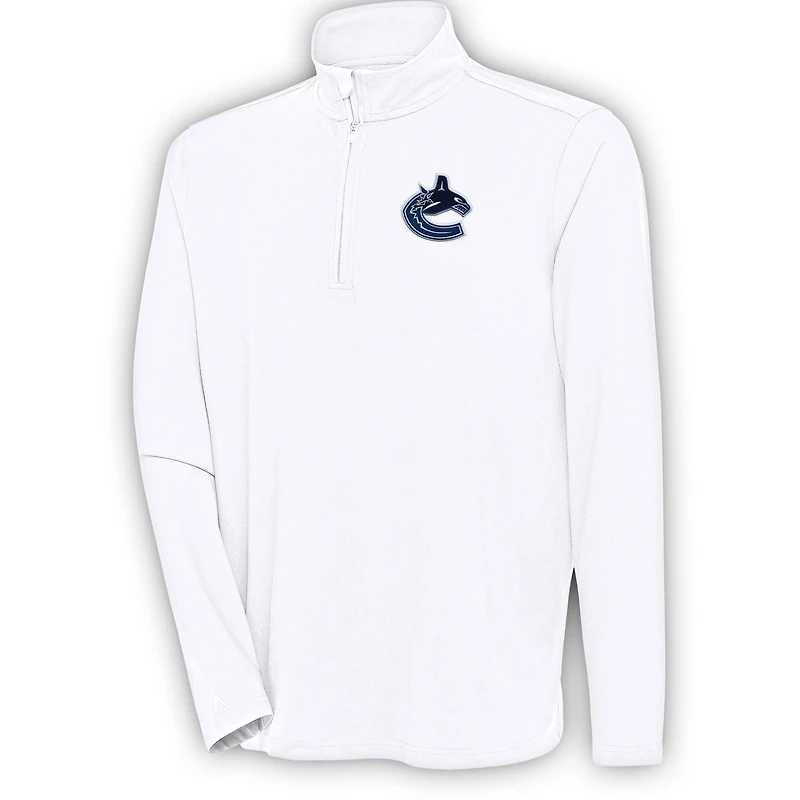 Men's Antigua  White Vancouver Canucks Hunk Quarter-Zip Pullover Top
