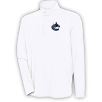 Men's Antigua  White Vancouver Canucks Hunk Quarter-Zip Pullover Top