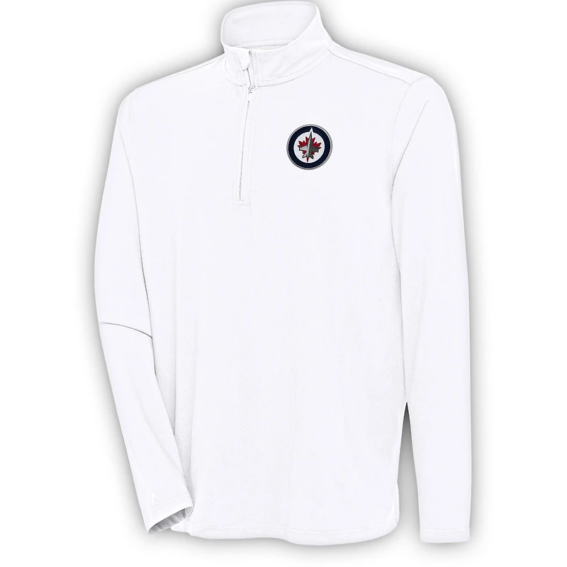 Men's Antigua White Winnipeg Jets Hunk Quarter-Zip Pullover Top