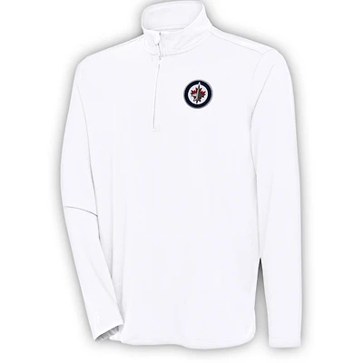 Men's Antigua White Winnipeg Jets Hunk Quarter-Zip Pullover Top
