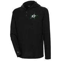 Men's Antigua  Black Dallas Stars Strong Hold Long Sleeve Henley Hoodie T-Shirt