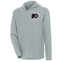 Men's Antigua  Gray Philadelphia Flyers Strong Hold Long Sleeve Henley Hoodie T-Shirt