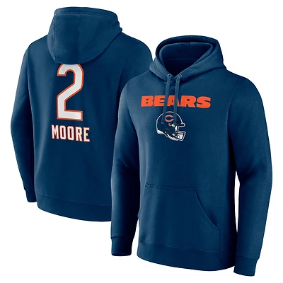 Men's D.J. Moore Navy Chicago Bears Team Wordmark Player Name & Number Pullover Hoodie